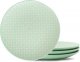 8in Ceramic Dessert Plates, Set of 4 - Salad Plates for Serving Dessert, Snacks, Pizza, Pasta, and Appetizers, Embossed Design, Solid Color - Green